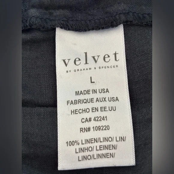 Velvet by Graham and Spencer Lola linen pant - size L, navy blue, 100% linen - Picture 6 of 7